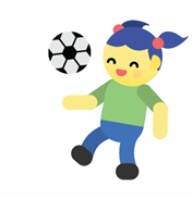 Barn spelar fotboll.